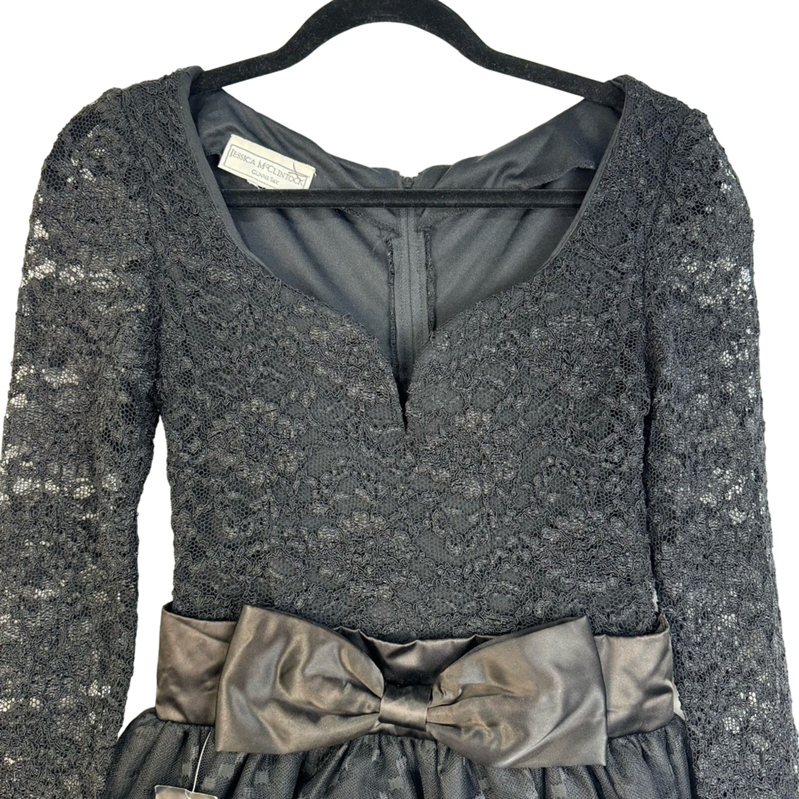 Jessica Mcglintock Gunne Sax 6 Vintage Mini Dress Tulle Lace Bow Whimsical Goth